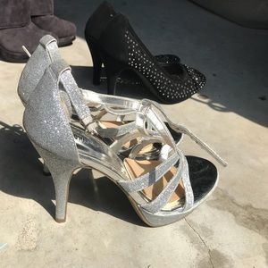 Sparkle / silver glitter heels worn once !